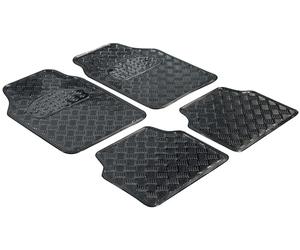 WALSER tappetini in gomma, tappetino auto universale metallico, tappetini set completo checker plate, cattura sporco tagliato su misura 28023