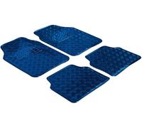 Tappetini in gomma per auto Targa a scacchiera metallica look blu maxi