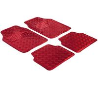 Tappetini in gomma per auto Targa a scacchiera metallica aspetto rosso maxi