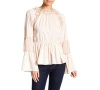 Walter Baker Cora Top Camicetta Molla Bouquet Fiori Rosa Pallido Pizzo Bordo S M