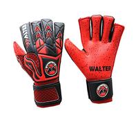 WALTER Guanti Portiere Professionale, Calcio, Modello Tiger con Stecche. (Rosso, 10)