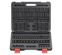 WALTER STAHL - Set di chiavi a bussola e punte, 107 pezzi, pollici e | Bussole con Torx, a brugola e E-Torx, attacco da 1/4", 3/8", 1/2", resistente agli urti, in acciaio Cr-V