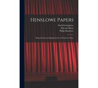 Walter Wilson Greg Robert Greene David Livingstone Henslowe Papers (Tascabile)