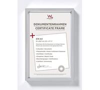walther design argento 21 x 29,7 cm (DIN A4) con passe-partout, cornice in plastica Steel Style ES130S