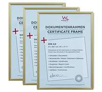 walther design cornice oro 21 x 29,7 cm (DIN A4) Confezione da 3, nuova cornice in plastica Lifestyle KV130G3