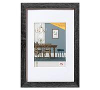 walther design Fiorito EFX080D - Cornice in legno, con vetro sintetico e passepartout, 60 x 80 cm, grigio scuro