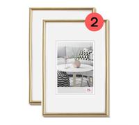 Walther Design Galeria KG520HD, Cornice in Plastica, Confezione Doppia, 15 x 20 cm, Oro