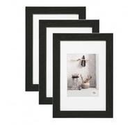 walther design Home HO318B3 - Cornice portafoto in legno, 13 x 18 cm, nero, confezione da 3 pezzi