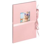 walther design Leporello Fun ML-350-BR - Album per 12 Foto Formato 10 x 15 cm con Copertina intagliata e Chiusura nastrata con Fiocco, Rosa