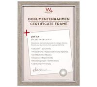 walther design NC130D - Cornice in legno stile Hygge, formato DIN A4, grigio, 21 x 29,7 cm