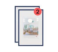 walther design New Lifestyle Cornice portafoto, in confezione da 2 pezzi, da 15 x 20 cm, colore blu