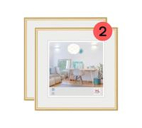 walther design New Lifestyle Cornice portafoto, in confezione da 2 pezzi, da 20 x 20 cm, colore oro