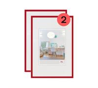 walther design New Lifestyle Cornice portafoto, in confezione da 2 pezzi, da 20 x 30 cm, colore rosso