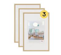 walther design New Lifestyle Cornice portafoto, in confezione da 3 pezzi, da 18 x 24 cm, colore oro