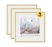 walther design New Lifestyle Cornice portafoto, in confezione da 3 pezzi, da 30 x 30 cm, colore oro