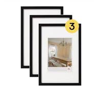 walther design Peppers BP430B3, Cornice in Legno, Confezione da 3 Pezzi, 24 x 30 cm, Nero