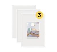 walther designCornice per quadri bianca 29,7 x 42 cm (DIN A3) con vetro artistico confezione da 3, cornice in plastica New Lifestyle KVX342W3