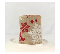 Waltonalice 3 M Juteband Sackleinenrolle 8CM Breit Leinenband Geschenkband Dekoband Jute Bänder natürliche Vintage Bastelband Weihnachtband für DIY Handwerk Hochzeit Party Rote-Weiße Schneeflocke