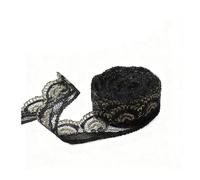 Waltonalice 5 Rolle 50 M Spitzenband Spitze Bänder mit Glitzer-Akzent Stickerei spitzenbordüre Spitzenband Rollen für DIY-Kleidung Dekoration Scrapbooking & Handwerksprojekte Gold-Schwarz