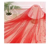 Waltonalice Runner da tavola con perline, velo da sposa, in tulle, tessuto a rete in organza, colorato, tessuto al metro, per matrimoni, compleanni, feste, baby shower, colore rosso, 80 x 200 cm