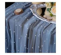 Waltonalice Runner da tavola in tulle con perle, 150 x 200 cm, in organza, trasparente, decorazione da tavolo, per Natale, matrimonio, addio al nubilato, baby shower, festa di compleanno, azzurro