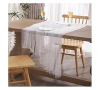 Waltonalice Runner da tavola in tulle con perle, 150 x 300 cm, in organza, trasparente, decorazione da tavolo, per Natale, matrimonio, addio al nubilato, baby shower, festa di compleanno, bianco