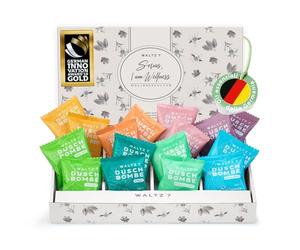 WALTZ 7 Set Bombe da Doccia, 16 Pastiglie, 8 Profumi Naturali, Aromaterapia per Relax e Benessere, Oli Essenziali, Idee Regalo Donna, Uomo, Compleanno, Festa Della Mamma