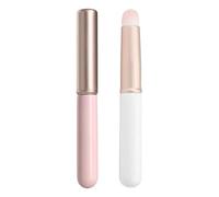 WALWAL 2 pennelli per labbra con coperchio protettivo, pennello applicatore per rossetto e lucidalabbra, adatto ai viaggi, multiuso, per donne e professionisti della bellezza (bianco + rosa)