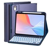 WALWALO Custodia con tastiera per iPad A16 11 generazione 2025/10 generazione 2022 (11/10.9 pollici) - 7 Tastiera magnetica retroilluminata rimovibile per iPad 11/10 Gen (blu scuro)