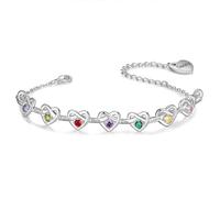 Wamantic Bracciale Donna Argento Personalizzato - Braccialetto Gioielli Bracciali Cuore Regalo Natale Compleanno Regali Festa Della Mamma per Moglie Amicizia (7 pietre portafortuna 7 nomi)