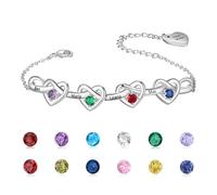 Wamantic Bracciale Donna Argento Personalizzato - Braccialetto Gioielli Bracciali Cuore Regalo Natale Compleanno Regali Festa Della Mamma per Moglie Amicizia (4 pietre portafortuna 4 nomi)