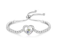 Wamantic Bracciale Donna Argento Personalizzato con 2-4 Nomi e Pietre Nascita - Charm Cuore Regalo Festa della Mamma, Amicizia, Compleanno, Natale, Idee Regalo Donna Originale (B-2 nomi)