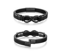 Wamantic Bracciale Uomo Personalizzato in PU Pelle - Bracciali Personalizzati con 2-6 Nome Braccialetto Regalo Uomo per Coppia Fidanzati Compleanno Festa del Papà Natale (Nero, 4 Nomi)