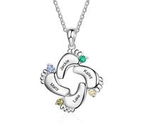Wamantic Collana Piedini Bebè Personalizzata per Mamma Ciondolo con Pietra di Nascita e Nomi Collana Famiglia Incisa Regalo Festa della Mamma per Donna (4 nome)