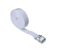 Wambere - 1 cinghia di fissaggio in polipropilene con fibbia in lega di zinco, per campeggio, bagagli, trasporto, bianco, 2.5 cm x 400 cm