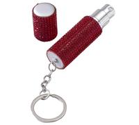 Wambere 1 flacone da 10 ml, con strass, nebulizzatore per profumo, portachiavi, per viaggi, uscite, passeggiate, colore rosso