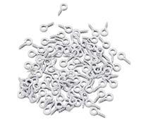 Wambere 200 viti a testa di pecora, con occhielli a vite, piccoli aghi per occhi, per fai da te, gioielli, piccoli oggetti decorativi, progetti artigianali, 4 x 8 mm, bianco