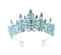 Wambere Fascia per capelli da sposa, con cristalli e strass, per ragazze, per matrimonio, fidanzamento, compleanno, festa, concorso di bellezza, argento, 17,5 cm x 7 cm