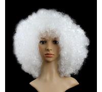 Wambere Parrucca ricci afroparrucca con testa arricciata colorata pagliaccio afroparrucca decorativa per cosplay film costume Halloween accessori divertenti accessori di scena bianchi