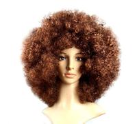 Wambere Parrucca ricci afroparrucca con testa arricciata colorata pagliaccio afroparrucca decorativa per cosplay film costume Halloween accessori divertenti accessori di scena marrone