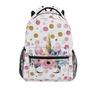 Wamika, zaino in marmo per ragazze, ragazzi, ragazzi, ragazzi e ragazzi, con pietre bianche e nere, stile casual, impermeabile, durevole, per la scuola, per computer portatile, per viaggi, sport, università Unicorn