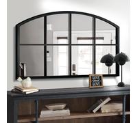 WAMIRRO Ampio specchio nero per finestra, specchi da parete ad arco per camino/ingresso/corridoio/soggiorno, 106 x 71 cm (specchio largo nero)