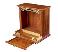 WAMJ AQDY Mensola per Altare Buddha a Parete, Piccolo Tavolo per Altare di Preghiera, Tempio in Legno per la Casa con Cassetto, Splendida Unità Pooja con Spazio di Archiviazione(26.5x39x38cm)