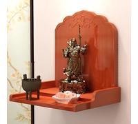 WAMJ AQDY Mini Espositore per Nicchia Buddista, Piccola Mensola da Parete per Tempio Domestico, Moderna Mensola in Legno per Offerte, per Dio per Ufficio(Orange,L14.1IN/36CM)