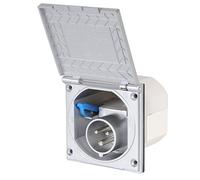 wamovo Presa CEE per esterni argento, 230 V, 16 A, per roulotte e camper | 3 poli (6 ore). Coperchio con chiusura a scatto e guarnizione in gomma. Spina pieghevole. Dimensioni: 10,5 x 11 x 10 cm
