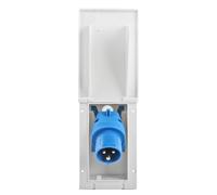 wamovo Presa Esterna CEE, Bianca, antispruzzo 200-250 V, 16 A, 3 Poli | 3 poli (6 ore). Coperchio con chiusura a scatto e guarnizione in gomma. Spina pieghevole. Dimensioni: 10 x 16 x 7 cm