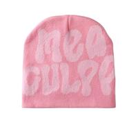 WAMSOLE Y2k Spider Beanie Hats MEA Culpa Cappello lavorato a maglia Streetwear Copricapo invernale in lana acrilica lavorato a maglia con teschio per uomo donna, Mea-rosa, Taglia unica