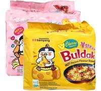 WaNaHong Samyang - Ramen piccanti al pollo, confezione da 5 pacchi (Gusto Carbonara & Gusto Formaggio)