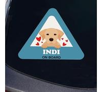 Wanapix | Adesivo Personalizzato per Auto | Adesivi Impermeabili in Vinile | Personalizzazione con Nome del Cane | Triangolo 15x13cm | Labrador