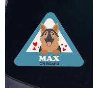 Wanapix | Adesivo Personalizzato per Auto | Adesivi Impermeabili in Vinile | Personalizzazione con Nome del Cane | Triangolo 15x13cm | Pastore Tedesco